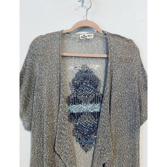 Hollister Sweater Womens One Size Brown Boho Aztec Tribal Cardigan Fringe Y2K - Picture 2 of 6